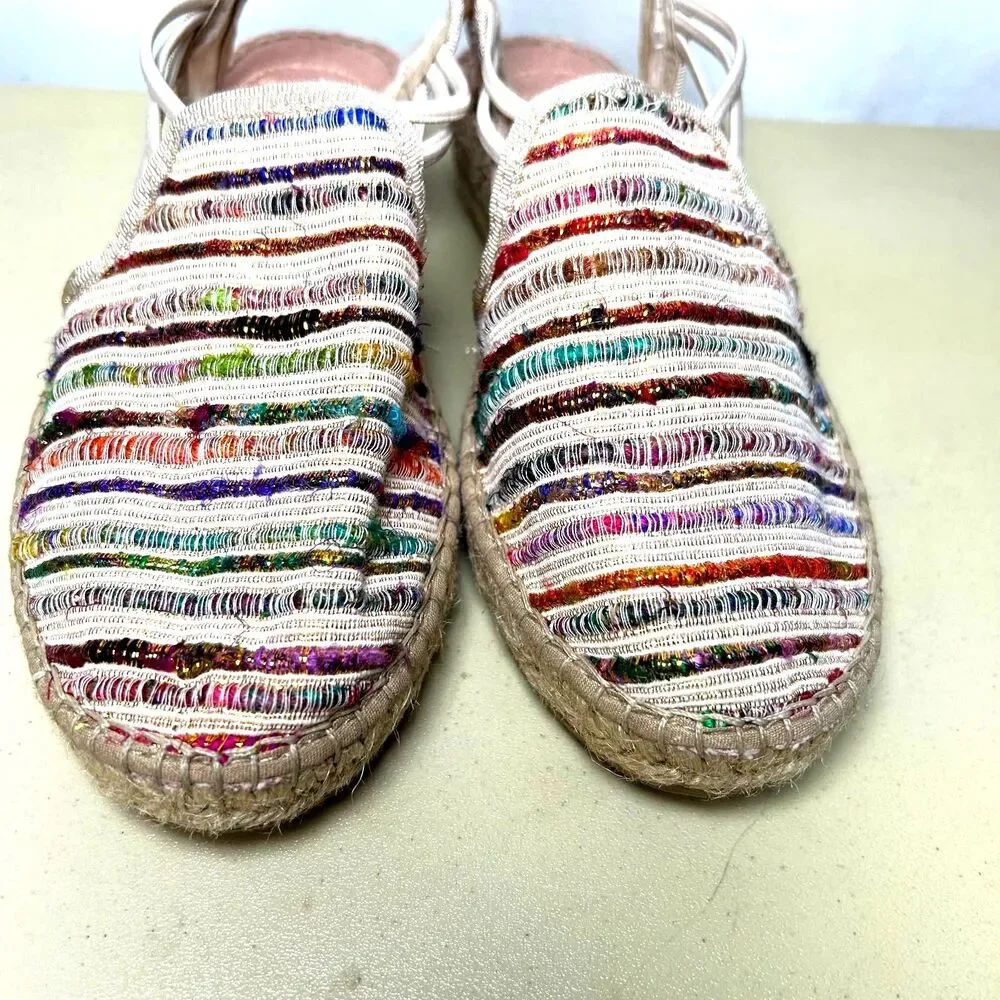 Toni Pons Noa women's rainbow woven espadrille wedge sandals Size 37